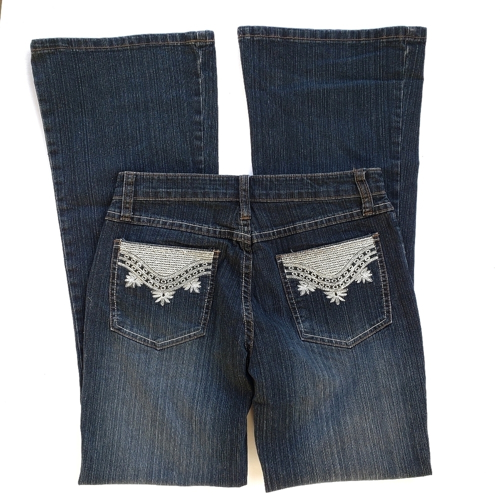 Marianne Jeans Juniors Size 3/4 Blue Dark Wash Flare - Picture 1 of 3